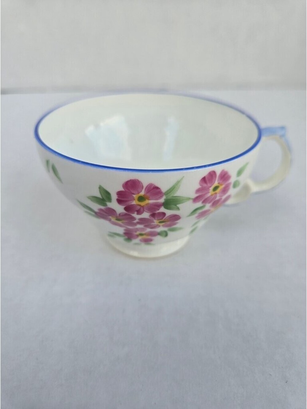 Vintage Floral Adderley Porcelain Teacup with Blue Rim